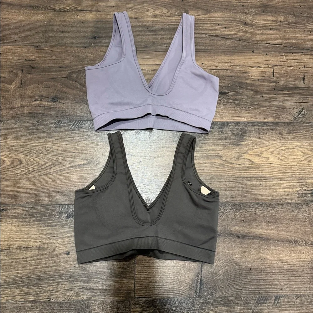 Gymshark Everyday Seamless Sports Bra - Strength Green & Fog Purple - Picture 2 of 2